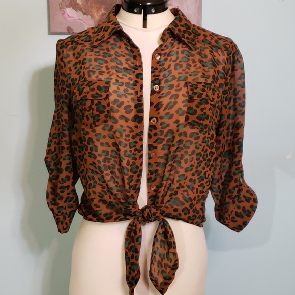 Mine... Tops - Mine...Sheer, leopard print shirt